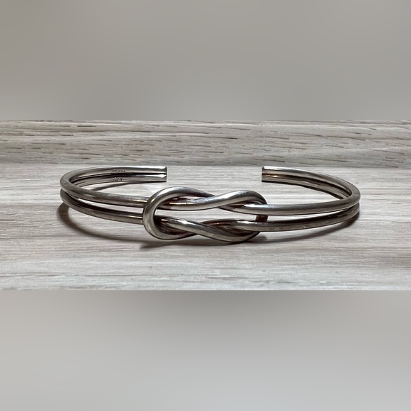 Designer Signed Jewelry - Vintage Designer Sterling Silver Interwoven Knot Cuff Bracelet, 6-6.5", 10.5g